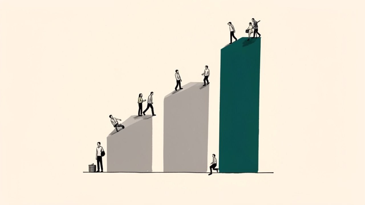 A stylized bar chart where the tallest bar is deep teal, symbolizing a good credit score.