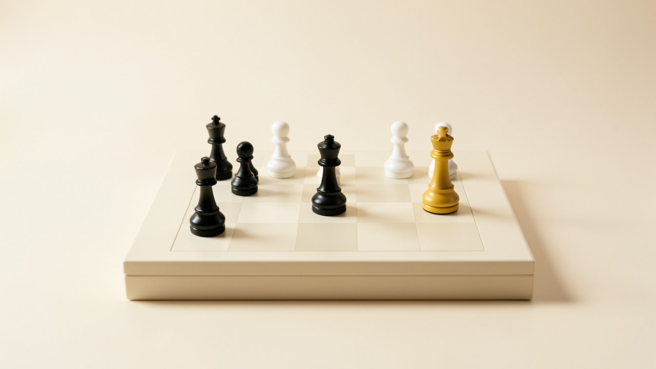 A chessboard with a few pieces, symbolizing strategic planning in repayment.