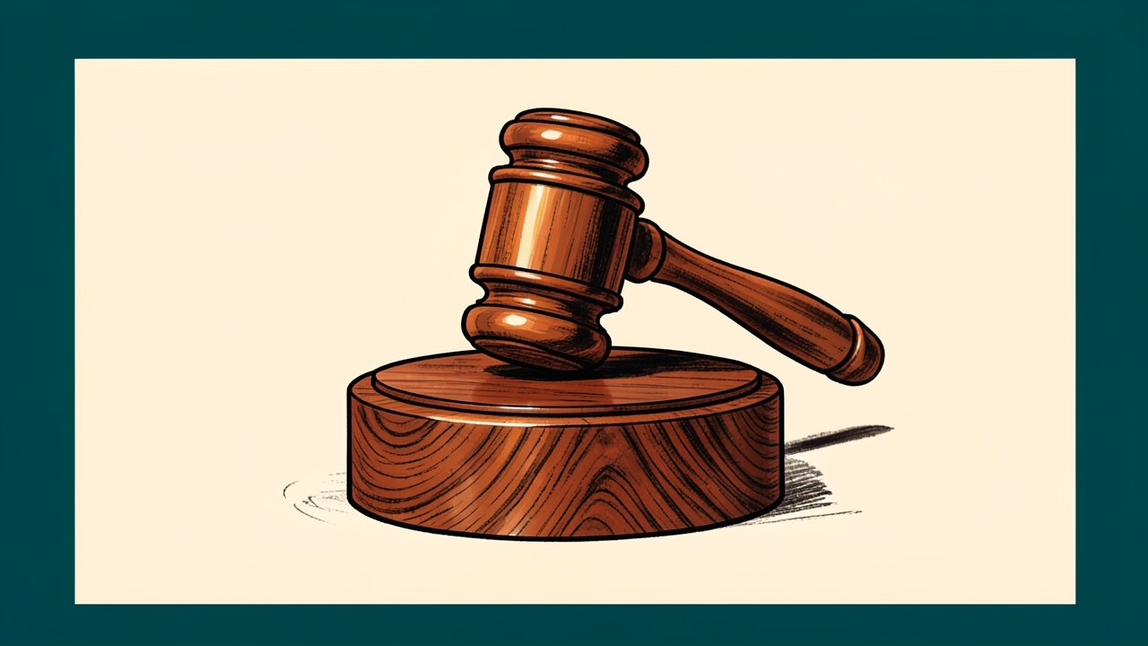 A gavel on a sound block, symbolizing legally binding terms.
